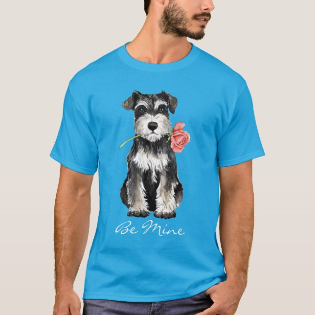 Rosa mini- Schnauzer för valentin T-shirt (Framsida)