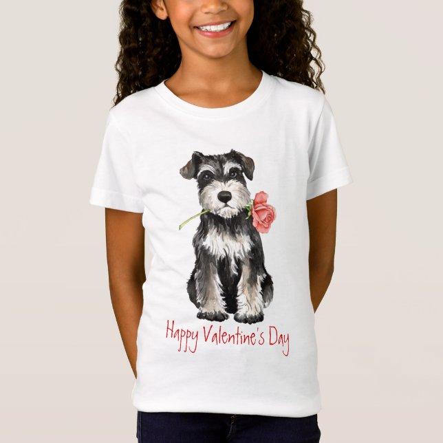 Rosa mini- Schnauzer för valentin T-shirt (Framsida)