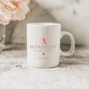 Rosa Minimal Anpassad 'Romantasy' Bokälskare Kaffemugg