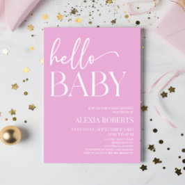 Rosa Minimal babydusch för Hej Baby  Inbjudningar