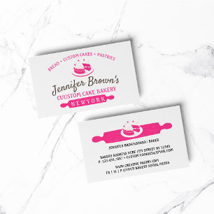 Rosa Minimal Bakery Konditor Tårta Visitkort