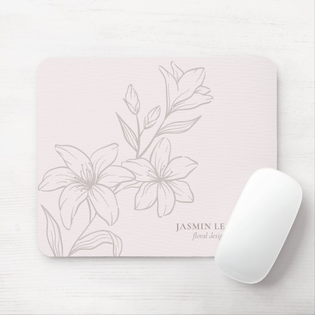  Rosa | Minimal Blommigt för chic Musmatta (Med mus)