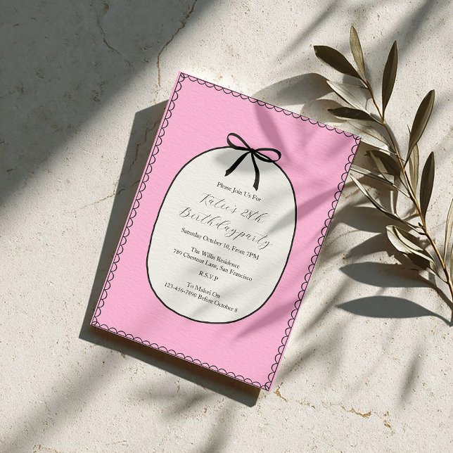 Rosa minimal elegant 28-årsfest inbjudningar (Skapare uppladdad)