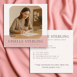 Rosa Minimal Professionell Company Namn Fyrkantigt Visitkort