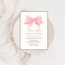 Rosa Minimalist Bow Tie Girl Baby Shower