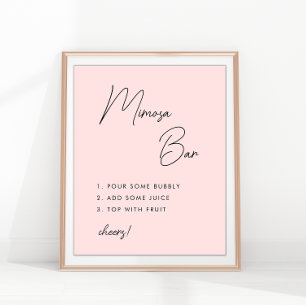 Rosa minimalist bröllopsfest för brud Mimosa Bar Poster