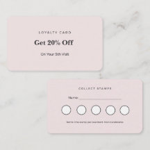 Rosa minimalist estetikers lojalitetsstämpelkort