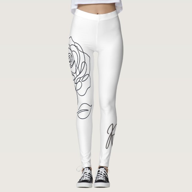 Rosa Minimalist Line Art Leggings (Framsida)