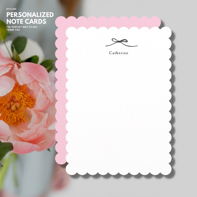 Rosa minimalist personlig bågnottkort anteckningskort (Skapare uppladdad)