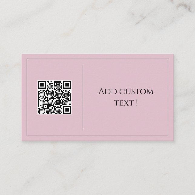 Rosa minimalist qr-kod enkelt sött Affärskort Visitkort (Framsida)