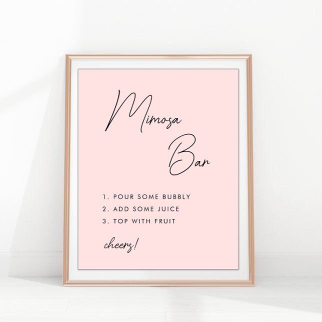 Rosa minimalist skriftlig bröllopsfest Mimosa Bar Poster (Skapare uppladdad)