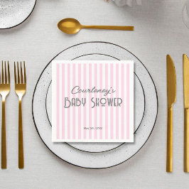 Rosa minimalist stripe Baby Shower Pappersservett