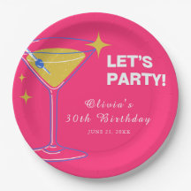 Rosa minimalistisk cocktail 30-års födelsedagspapp