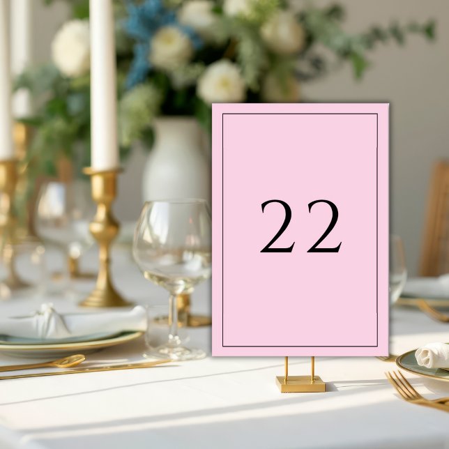 Rosa minimalistisk elegant bröllop  bordsnummer (Skapare uppladdad)