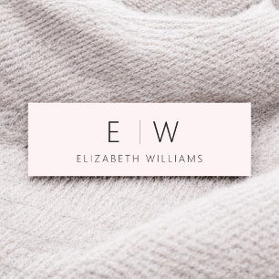 Rosa Minimalistisk Elegant Monogram Namn Namnbricka