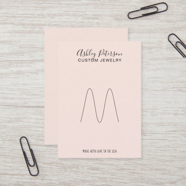 Rosa minimalistisk elegant pastel ring visning visitkort (Fram/Back In Situ)