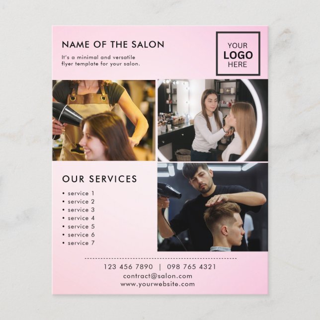 Rosa minimalistisk marknadsföringsfolder för salon flygblad (Framsidan)
