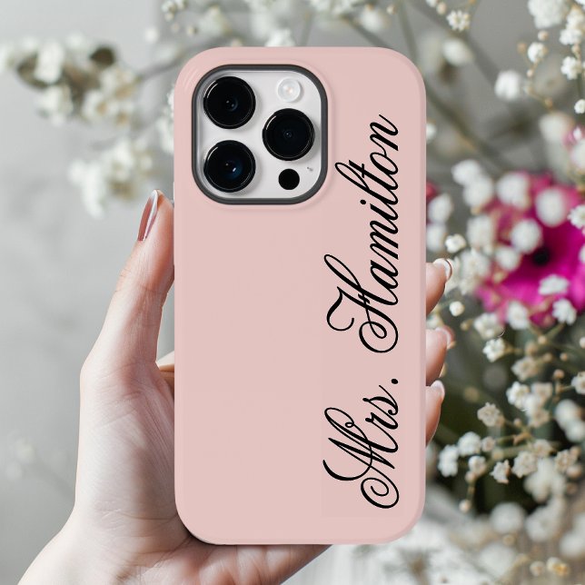 Rosa minimalistisk mobilskal med eget namn för kvi (pink minimalist phone case, personalized phone case, custom name phone case, teacher gift phone case)