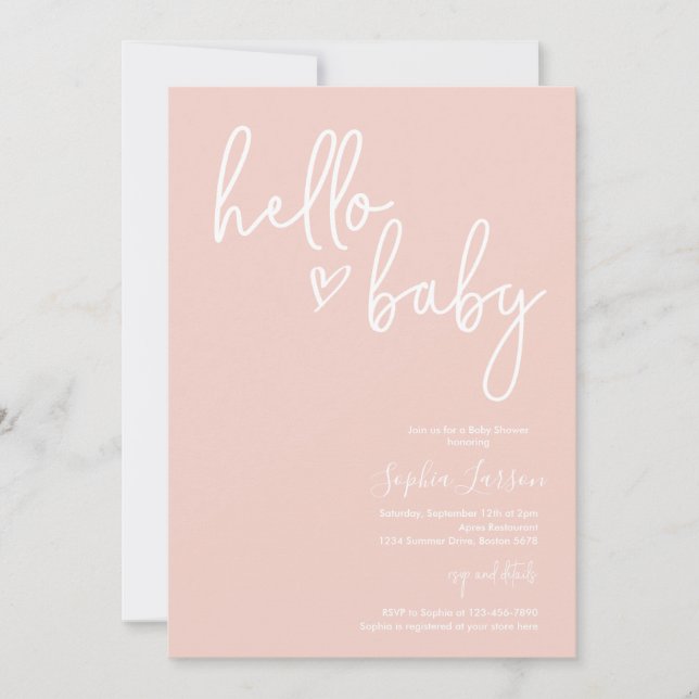  Rosa - minimalistisk modern Boho Baby Shower Inbjudningar (Framsida)