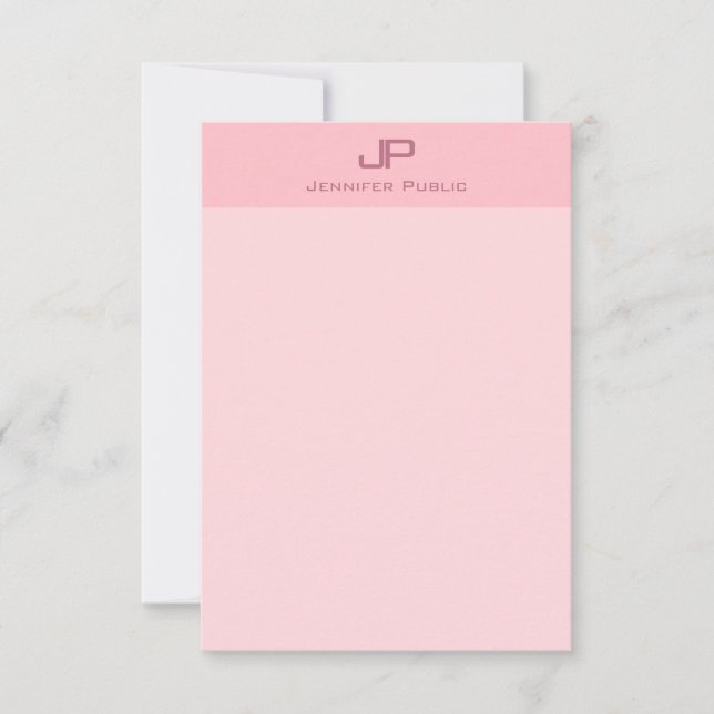  Rosa - minimalistisk modern monogrammall Anteckningskort (Framsida)