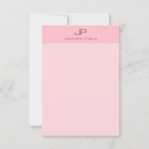 Rosa - minimalistisk modern monogrammall Anteckningskort