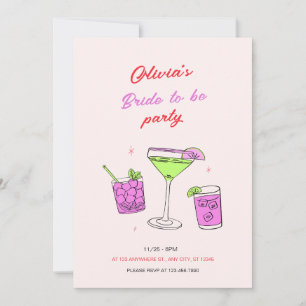 Rosa Minimalistisk Möhippa som skall vara Party Inbjudningar