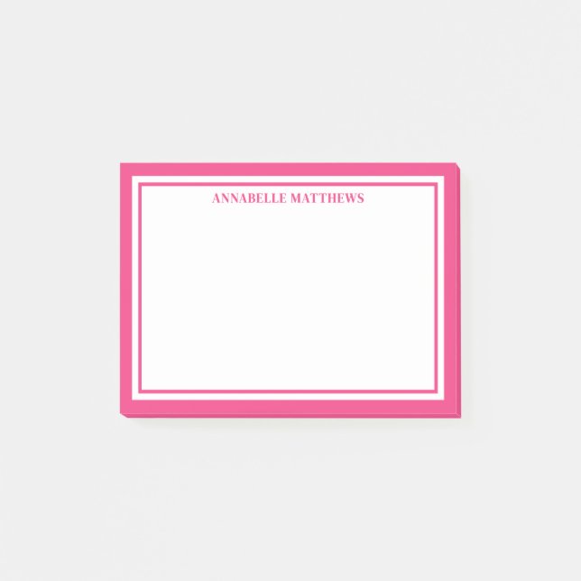Rosa minimalistisk monogram post-it block (Framsida)