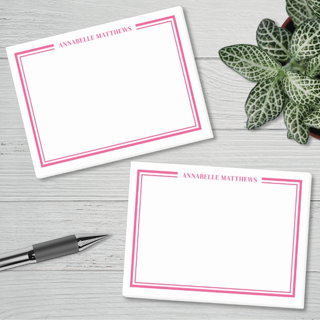 Rosa minimalistisk monogram post-it block (Pink Minimalist Monogram Post-it Notes)