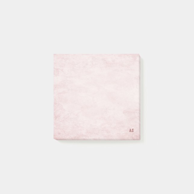 Rosa Minimalistisk Papper feminininmonogram 3M Post-it Block (Framsida)