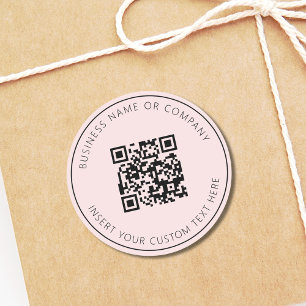 Rosa Minimalistisk QR-kod - enkel affärsverksamhet Runt Klistermärke