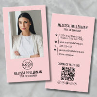 Rosa minimalistisk QR-kod logotyp med foto, vertik
