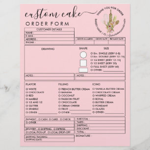 Rosa minimalistisk rustik trä bakery tårta beställ reklamblad