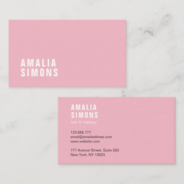 Rosa minimalistiska visitkort (Fram/baksida)