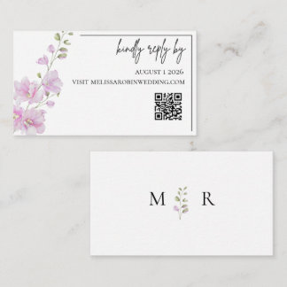 Rosa minimalistiskt bröllops-svarskort med blommot tilläggskort