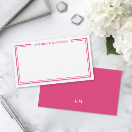 Rosa minimalistiskt initialbokstavsmonogram anteckningskort