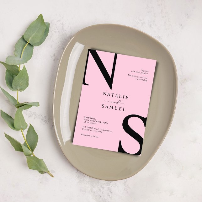 Rosa - minimalistiskt och Elegant - första Bröllop Inbjudningar (Skapare uppladdad)