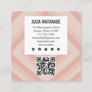 Rosa Minimalistmedia i Rand QR Social Fyrkantigt Visitkort