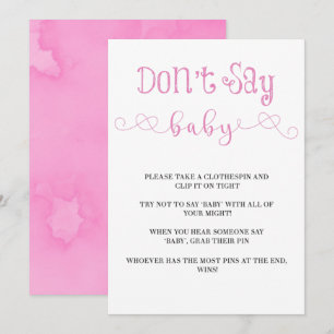 Rosa Minimalistskript Säg inte Baby Inbjudningskor
