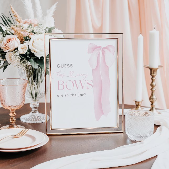 Rosa Minimum Girl Baby Shower gissningar Bows Poster (Skapare uppladdad)