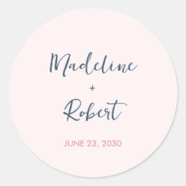  Rosa Mininmalist Bröllop-kuvertförsegling Runt Klistermärke
