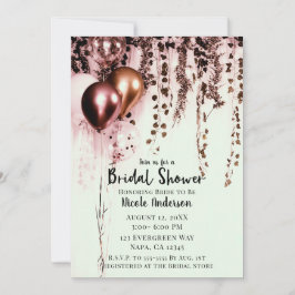 Rosa mink roséguld ljus rustik murgröna brud- inbjudningar