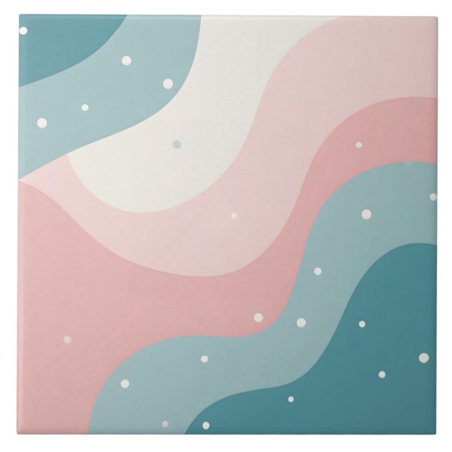 Rosa Mint Abstrakt Modern Samling Kakelplatta (Framsidan)