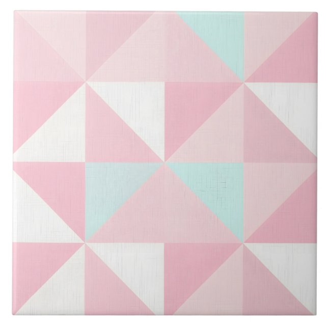 Rosa Mint Abstrakt Populär Kollektion Kakelplatta (Framsidan)