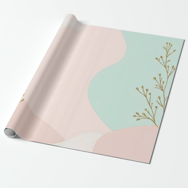 Rosa Mint Abstrakt Trendig Kollektion Presentpapper (Utrullad)