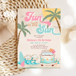 Rosa Mint Aqua Girl Roligt i Sol födelsedagen Inbjudningar