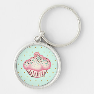 Rosa Mint Choklad Cupcake Nyckelring