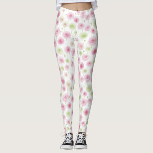 Rosa Mint Floral Ranunculus Leggings