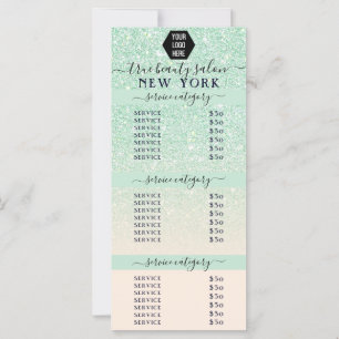 Rosa Mint Glitter Ombre Logotyp Salon Pris List