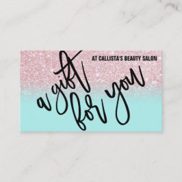 Rosa Mint Glitter Typography Gift Certificate Visitkort