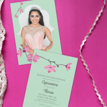 Rosa, Mint Grönt Cherry Blommar Photo Quinceanera